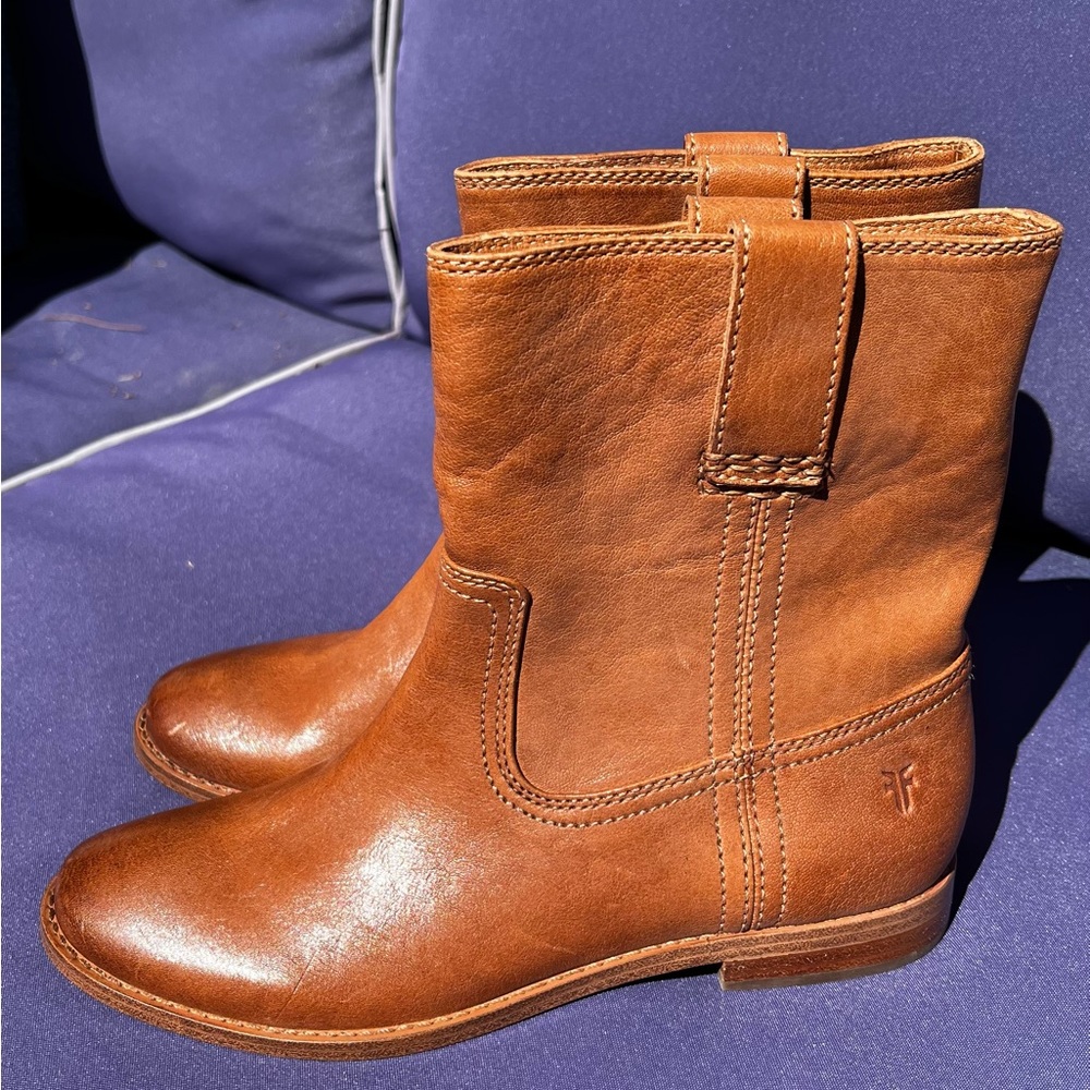 Frye Tan Leather Ankle Booties
